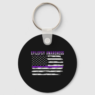 Epilepsy Awareness Usa Flag American Epilepsy Supp Keychain