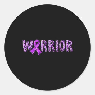 Epilepsy Awareness Warrior Purple Ribbon Leopard P Classic Round Sticker