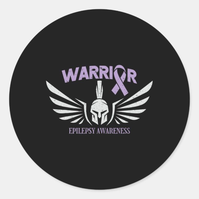 Epilepsy Awareness Warrior Ribbon  Classic Round Sticker (Front)
