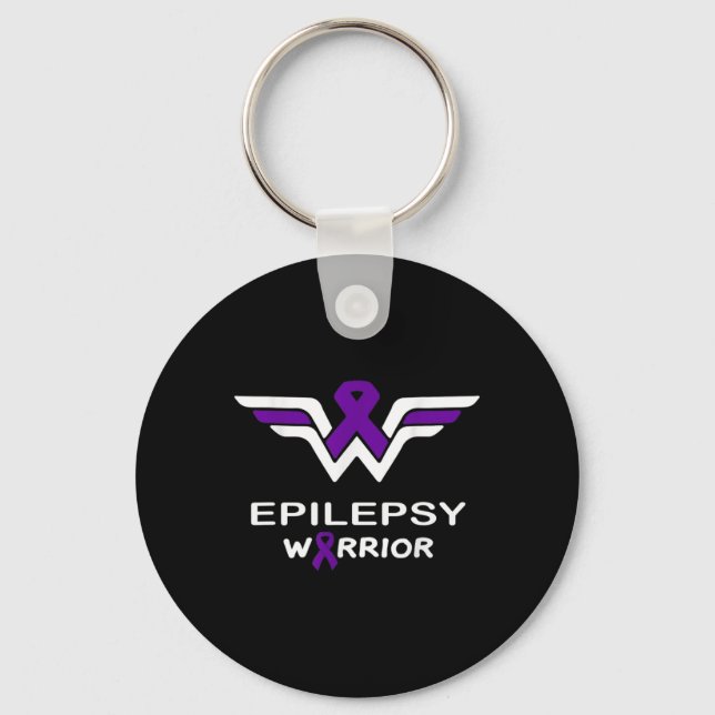 Epilepsy Awareness Warrior Support Survivor Purple Keychain (Front)