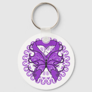 Epilepsy Butterfly Circle of Ribbons Keychain