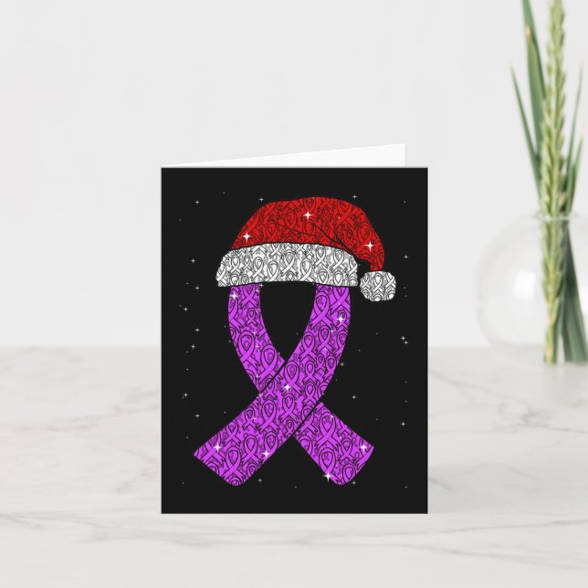 Epilepsy Christmas Hat Purple Awareness Ribbon Sei Card (Front)