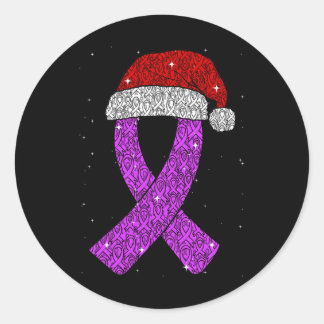 Epilepsy Christmas Hat Purple Awareness Ribbon Sei Classic Round Sticker