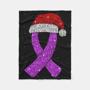 Epilepsy Christmas Hat Purple Awareness Ribbon Sei Fleece Blanket