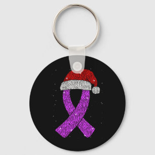 Epilepsy Christmas Hat Purple Awareness Ribbon Sei Keychain