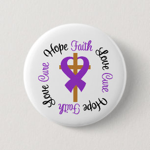Epilepsy Faith Hope Love Cross 2 Inch Round Button
