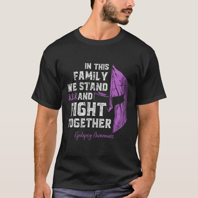 Epilepsy Family Support Awareness Spartan Warrior  T-Shirt (Front)