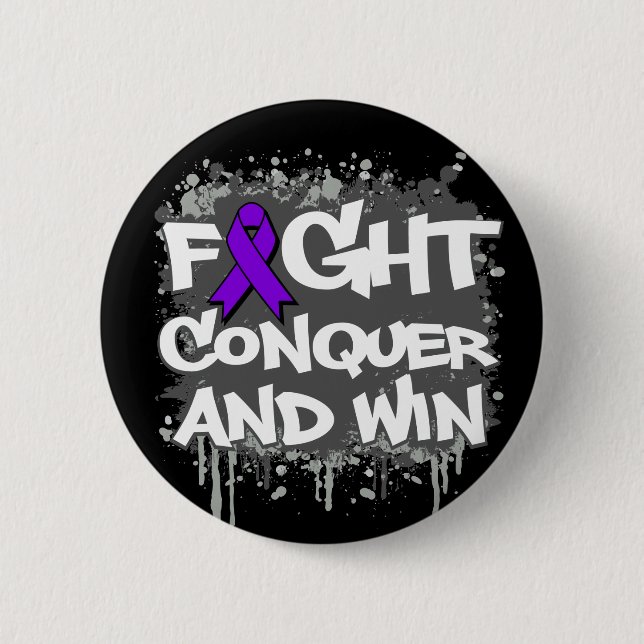 Epilepsy Fight Conquer and Win 2 Inch Round Button (Front)