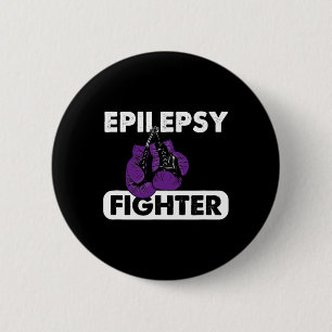 Epilepsy Fighter Boxing Survivor Purple Ribbon 2 Inch Round Button