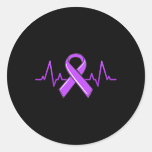 Epilepsy Heartbeat Tea Moms Purple Ribbon Awarenes Classic Round Sticker