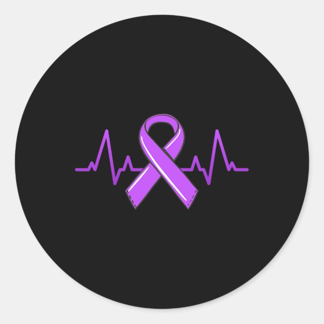 Epilepsy Heartbeat Tea Moms Purple Ribbon Awarenes Classic Round Sticker (Front)