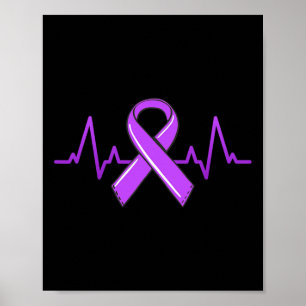 Epilepsy Heartbeat Tea Moms Purple Ribbon Awarenes Poster