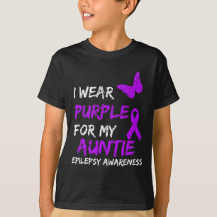 Epilepsy I Wear Purple For My Auntie Ribbon 1 T-Shirt