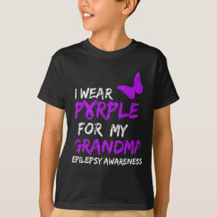 Epilepsy I Wear Purple For My Grandma Ribbon  T-Shirt