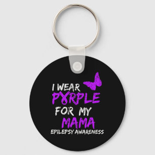 Epilepsy I Wear Purple For My Mama Ribbon Keychain