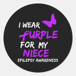 Epilepsy I Wear Purple For My Niece Ribbon  Classic Round Sticker
