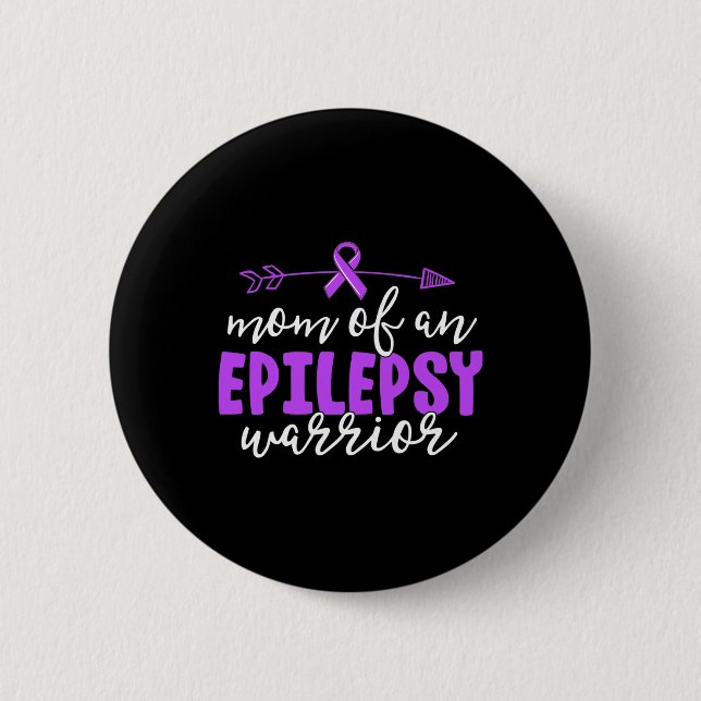 Epilepsy Mom  Purple Ribbon Awareness Mother   2 Inch Round Button (Front)