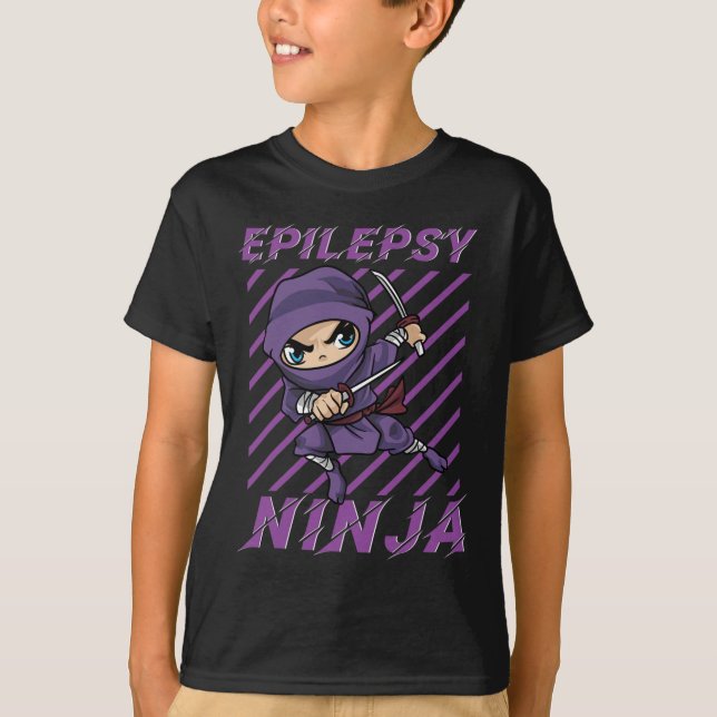Epilepsy Ninja Purple Ribbon Seizures Awareness Co T-Shirt (Front)