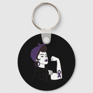 Epilepsy Not For The Weak Awareness Purple Ribbon  Keychain