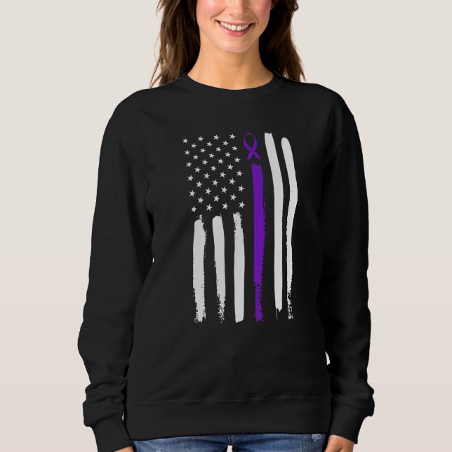 Epilepsy Purple Awareness Ribbon 4th Of July Ameri Sweatshirt (Front)