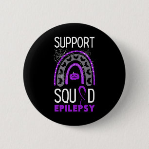 Epilepsy Purple Awareness Ribbon Squad Halloween H 2 Inch Round Button
