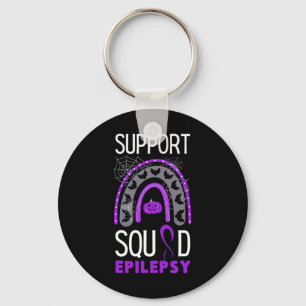 Epilepsy Purple Awareness Ribbon Squad Halloween H Keychain