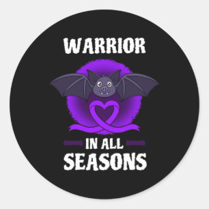 Epilepsy Purple Awareness Ribbon Warrior Bat Hallo Classic Round Sticker