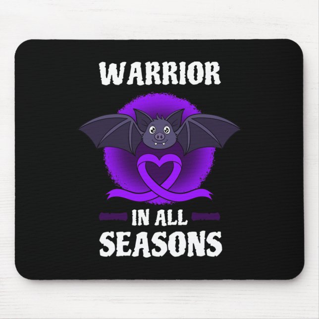 Epilepsy Purple Awareness Ribbon Warrior Bat Hallo Mouse Pad (Front)