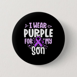 Epilepsy Ribbon I Wear Purple For My Son Gift Awar 2 Inch Round Button