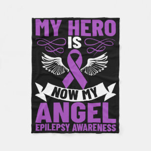 Epilepsy Ribbon My Hero Is Now My Angel Epilepsy A Fleece Blanket