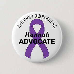 Epilepsy Ribbon White Button