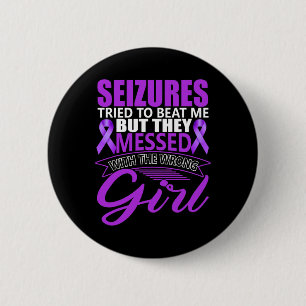 Epilepsy Seizure Neurological Disorder Purple Ribb 2 Inch Round Button