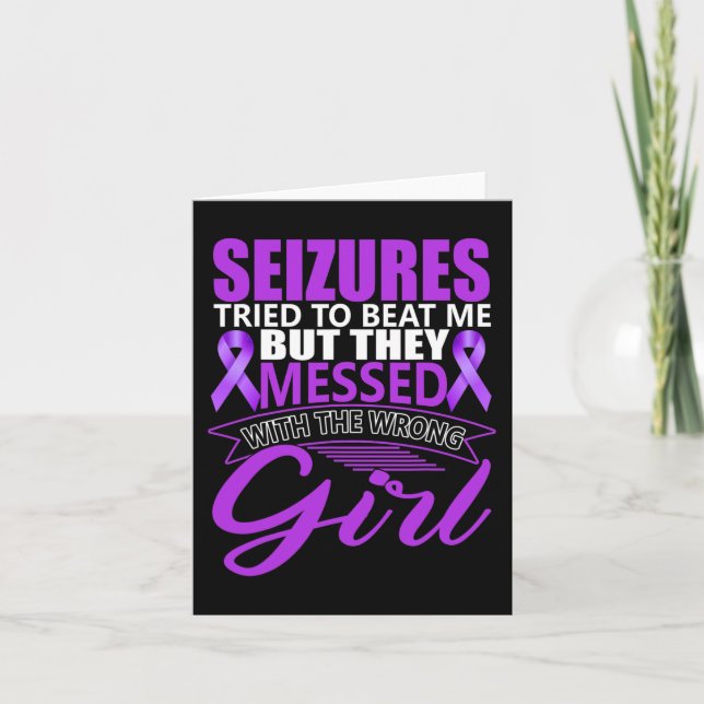 Epilepsy Seizure Neurological Disorder Purple Ribb Card (Front)