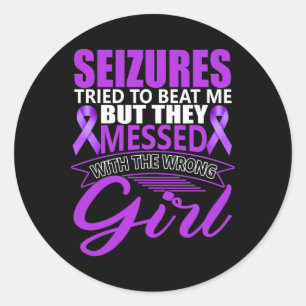 Epilepsy Seizure Neurological Disorder Purple Ribb Classic Round Sticker