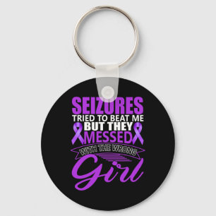 Epilepsy Seizure Neurological Disorder Purple Ribb Keychain