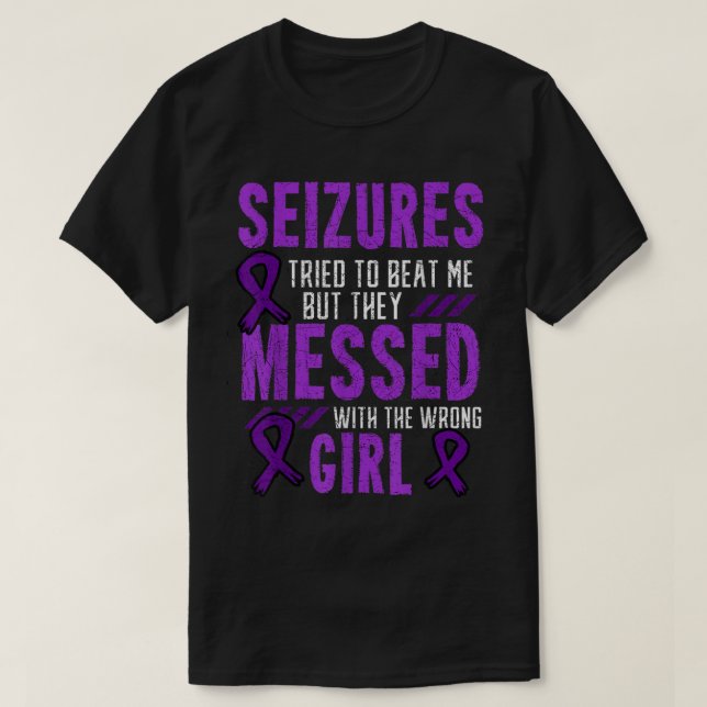 Epilepsy Seizure Neurological Disorder Purple Ribb T-Shirt (Design Front)