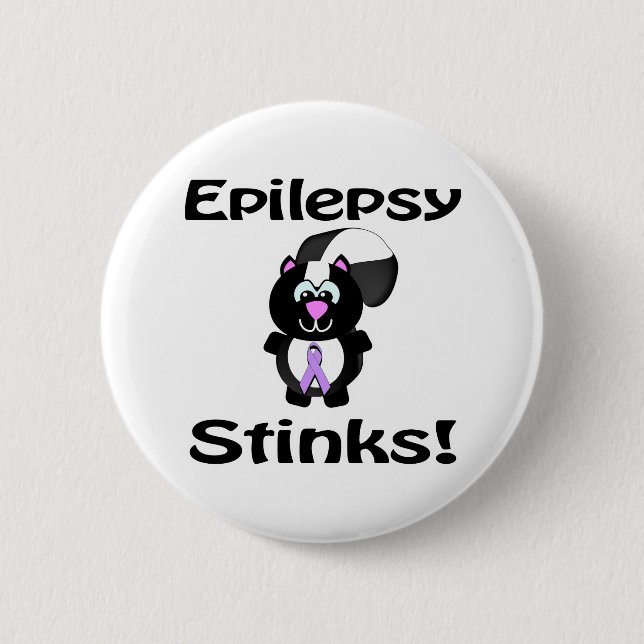 Epilepsy Stinks Skunk Awareness Design 2 Inch Round Button (Front)