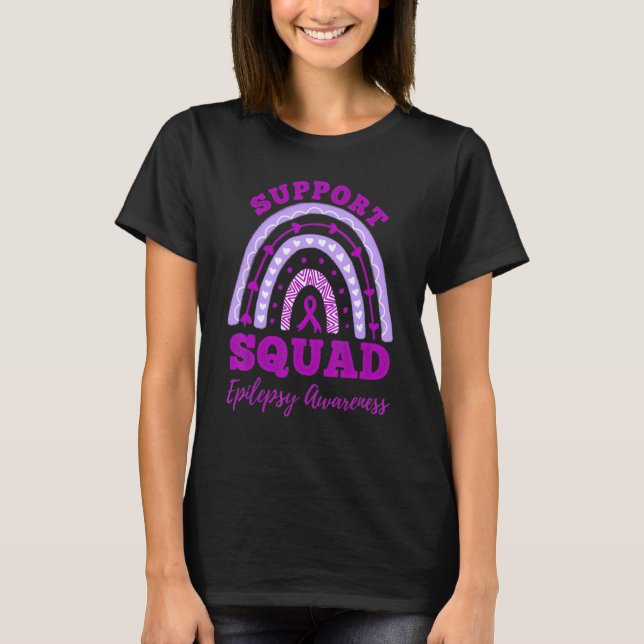 Epilepsy Support Squad Epilepsy Awareness Rainbow  T-Shirt (Front)