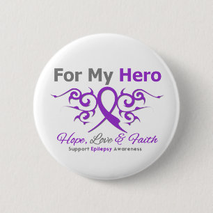 Epilepsy Tribal Ribbon Hero 2 Inch Round Button