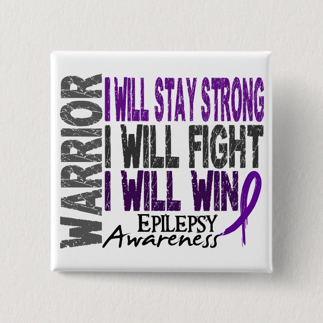 Epilepsy Warrior 2 Inch Square Button (Front)