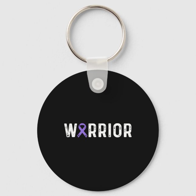 Epilepsy Warrior Awareness Purple Ribbon Men and W Keychain (Front)