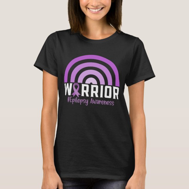 Epilepsy Warrior Awareness Ribbon Purple Rainbow T-Shirt (Front)