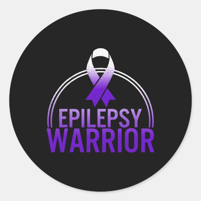Epilepsy Warrior Awareness Seizure Support Purple  Classic Round Sticker (Front)