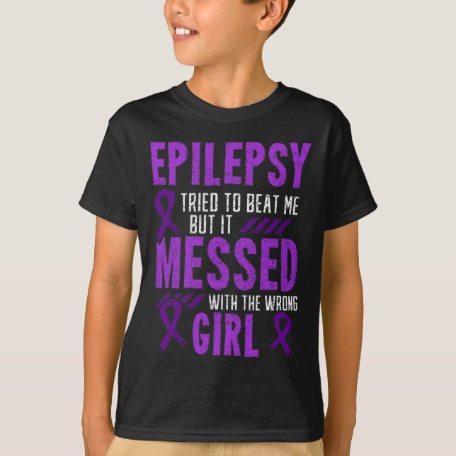 Epilepsy Warrior Day Epileptic Girl Purple Survivo T-Shirt (Front)