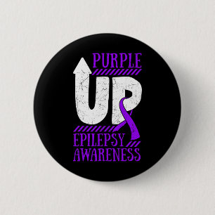 Epilepsy Warrior Day Epileptic Ribbon Epilepsia Pu 2 Inch Round Button
