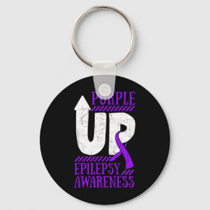 Epilepsy Warrior Day Epileptic Ribbon Epilepsia Pu Keychain