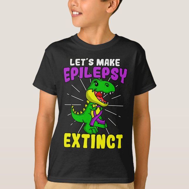 Epilepsy Warrior Epileptic Extinct Dinosaur Seizur T-Shirt (Front)