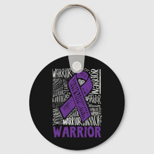 Epilepsy Warrior Family Support Gift Purple Ribbon Keychain