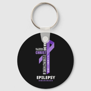 Epilepsy Warrior God Jesus Christ Epilepsy Awarene Keychain