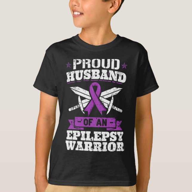 Epilepsy Warrior Husband Epileptic Seizure Disorde T-Shirt (Front)